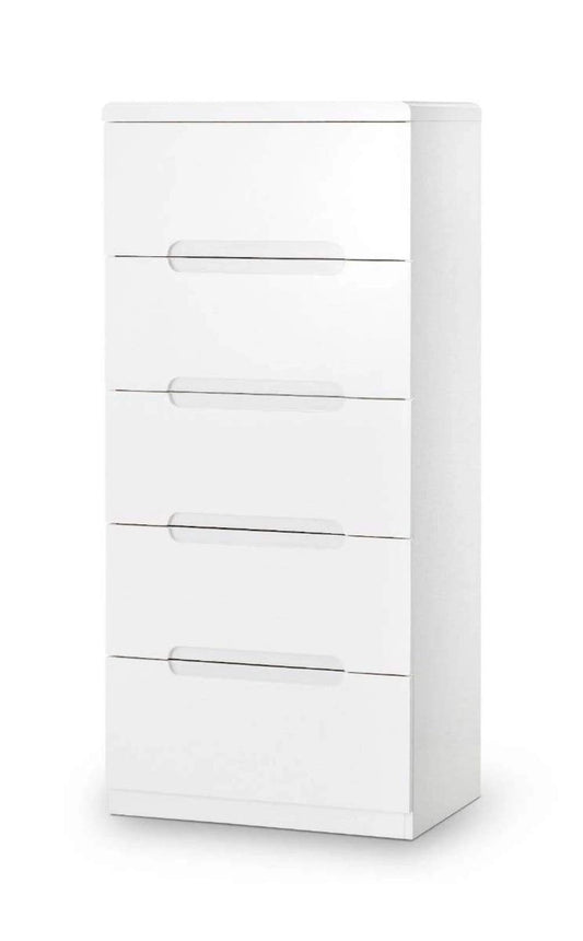 Julian Bowen Manhattan 5 Drawer Narrow Chest, White