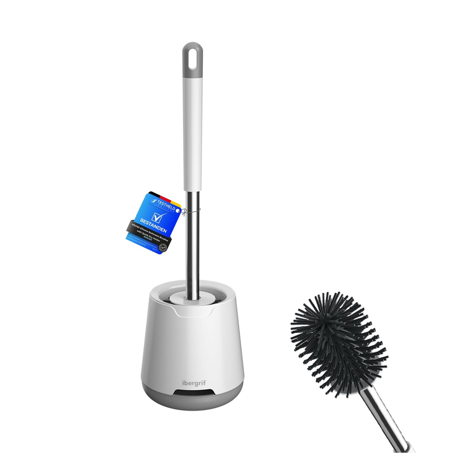 Ibergrif Silicone Toilet Brushes & Holders, Quick Drying, Deep Cleaning