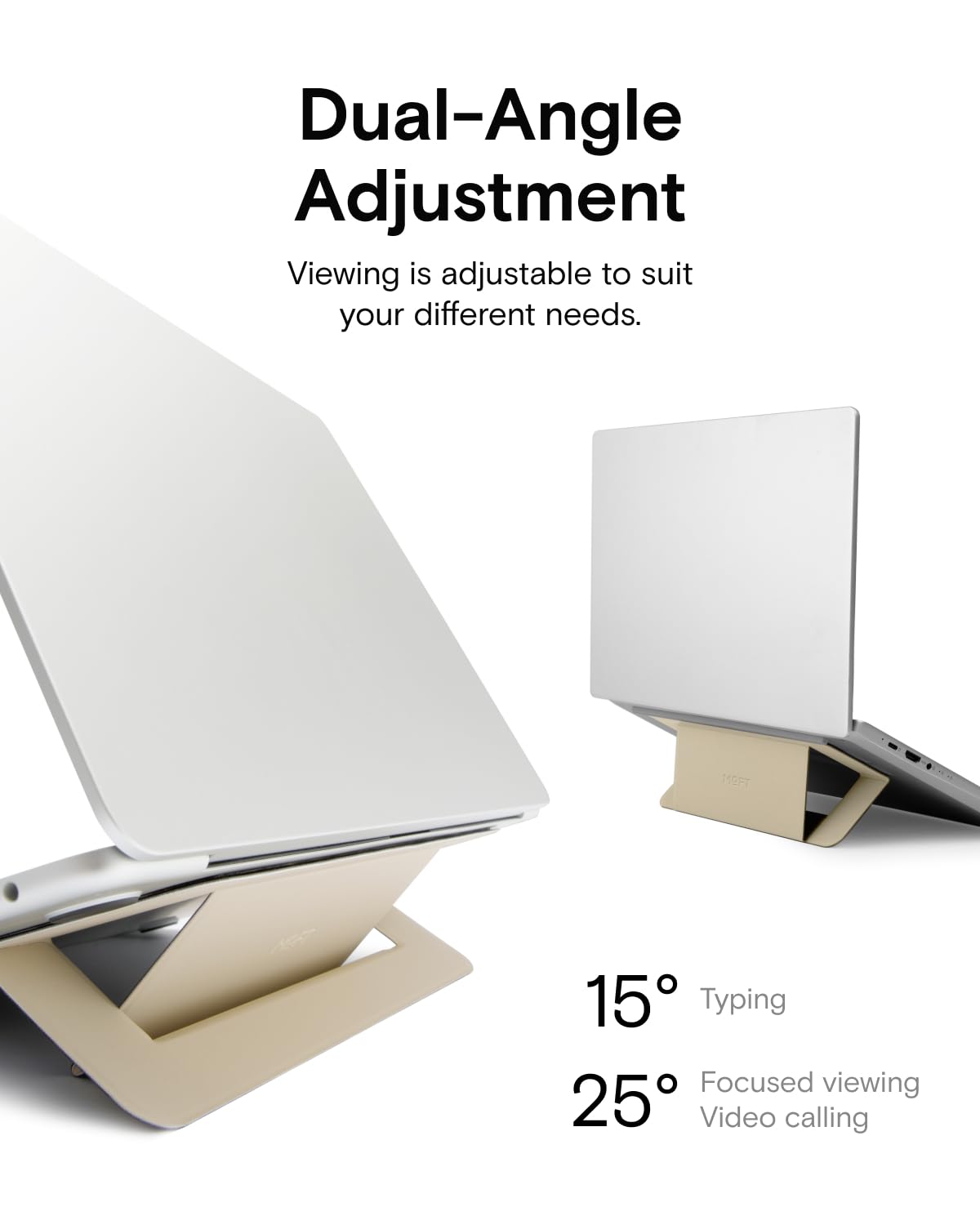 MOFT Laptop Stand for Desk, Adhesive Laptop Stand with Open Design for Heat Dissipation, 2 Adjustable Viewing Angles