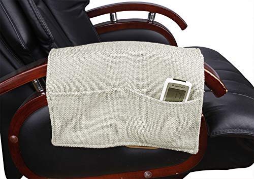 JINTN Linen Sofa Armrest Organiser Armrest Caddy Pocket Organizer Recliners Sofa Couch Arm Chair Caddy TV Remote Control Holder Organizer Cell Phone