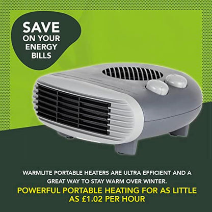 Warmlite WL44004DT 2000W Portable Flat Fan Heater with 2 Heat Settings and Overheat Protection, Dark Titanium