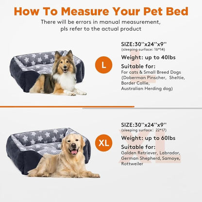 MIXJOY Extra Large Dog Bed(89x63cm), Super Soft Cosy Rectangle Dog Beds, Grey Washable Pet Bed, Ideal for Golden Retriever, Labrador，German Shepherd，Samoye，Rottweiler