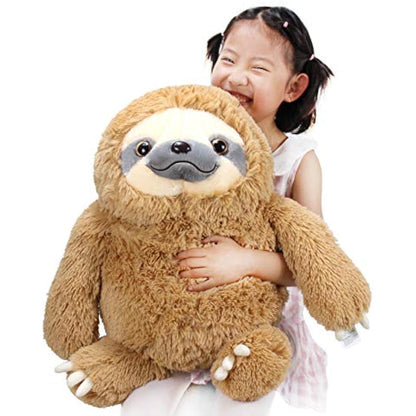 Winsterch Cuddly Stuffed Animal Sloth Toy - Large Teddy Baby Doll for Kids - Plush Sloth Gift for Birthdays (Brown, 20 inches)