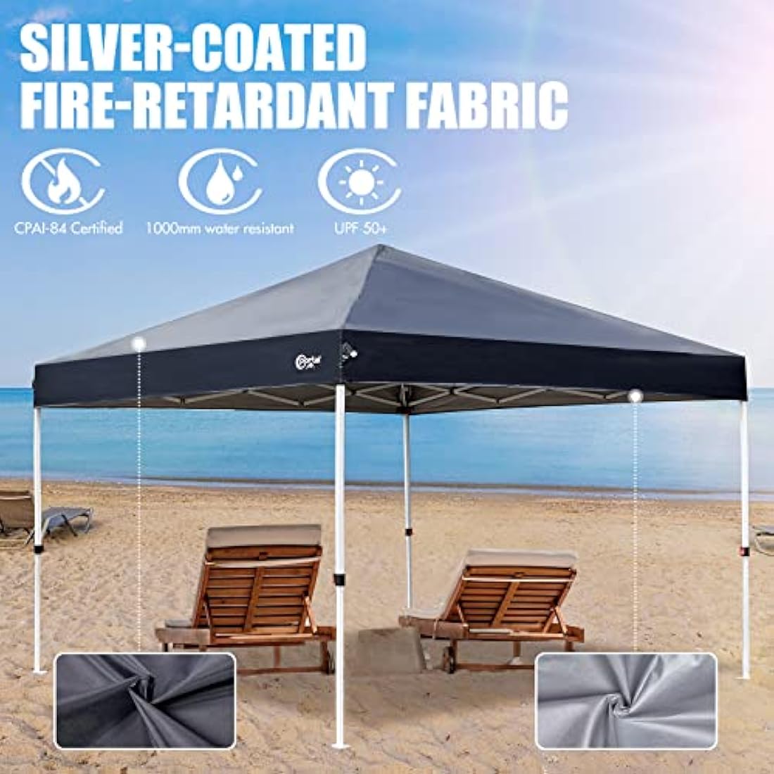 PORTAL Pop up Gazebo 3m x 3m (10x10ft) Heavy Duty Commercial Grade Instant Event Shelter Garden Canopy Outdoor Camping Gazebo 1000mm Water Resistant Sun Shade Shelter Fire Retardant for Hot Tub Beach
