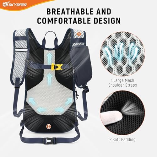 SKYSPER 15L Hiking Backpack Small Travel Daypack Breathable Lightweight Day Hike Rucksack with Shoulder Pocket Women Men