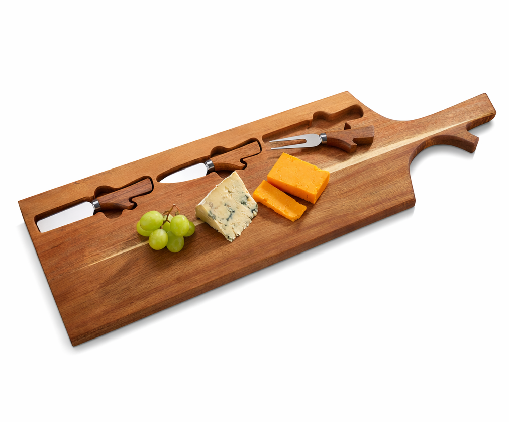 Wooden Cheese Board with Cheese Cutters A242594