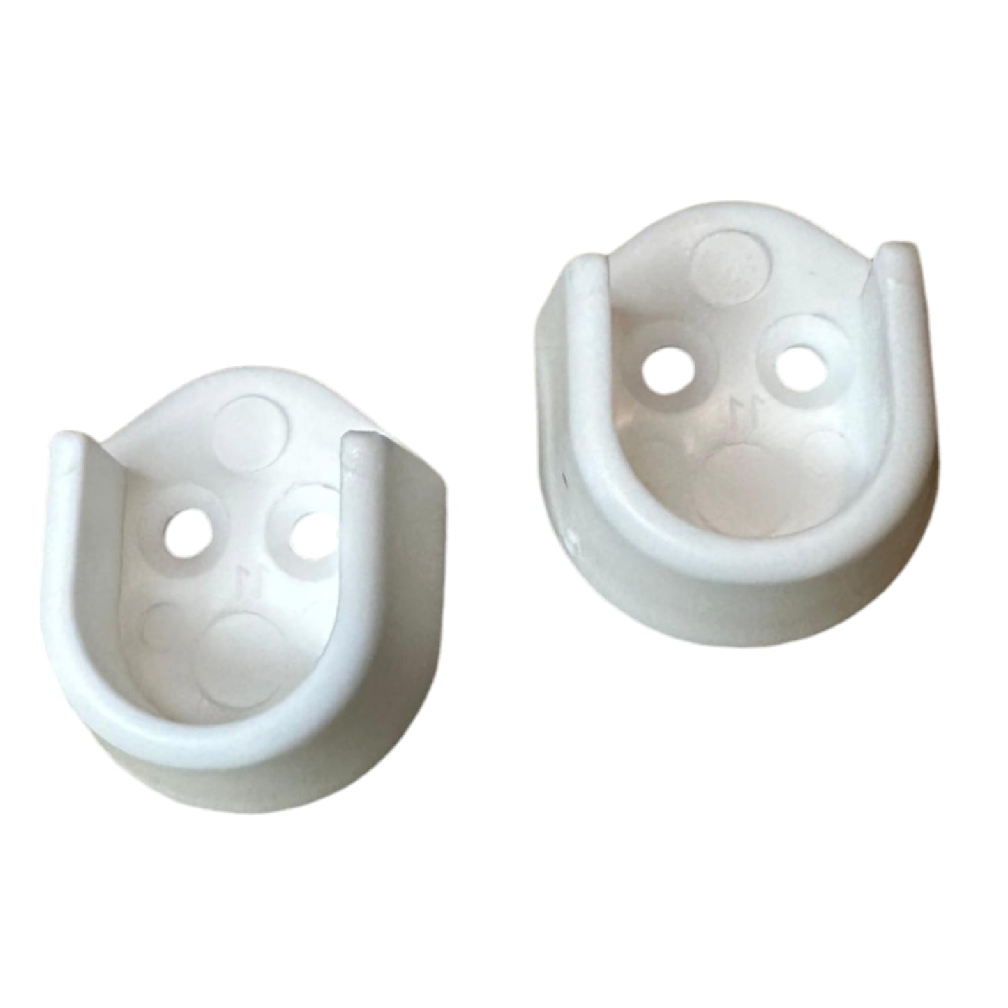 Pack of 2 White Rail End Supports for 15mm x 30mm Oval Wardrobe Rails