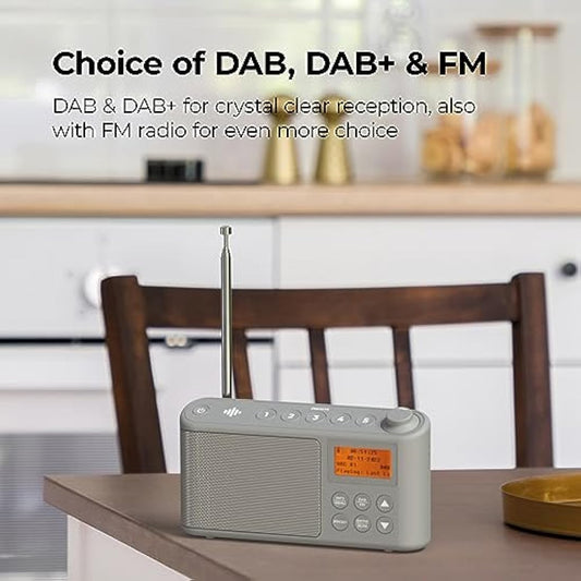 DAB Radio Portable, DAB Plus/DAB Radio, FM Radio, Small Radio, Portable Radios Mains and Battery, USB Charging for 15 Hours Playback, Large LCD Display (Spectrum by iBox)