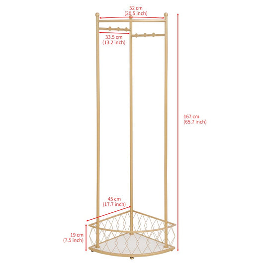 Cre Cra Coat Rack with 6 Hooks: Multifunctional Clothes Rack for Entryways, Hallways, Bedrooms and Living Rooms - Gold
