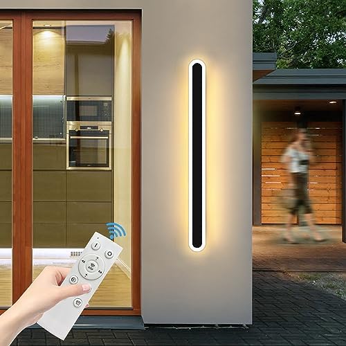 Mikeru 150CM Long Outdoor Wall Light Dimmable 10% to 100%, LED Wall Lights Mains Powered 3000K/4500K/6000K Tricolor Light Hard Wired Outside Wall Light for Indoor, Mirror Cabinet, Aisle