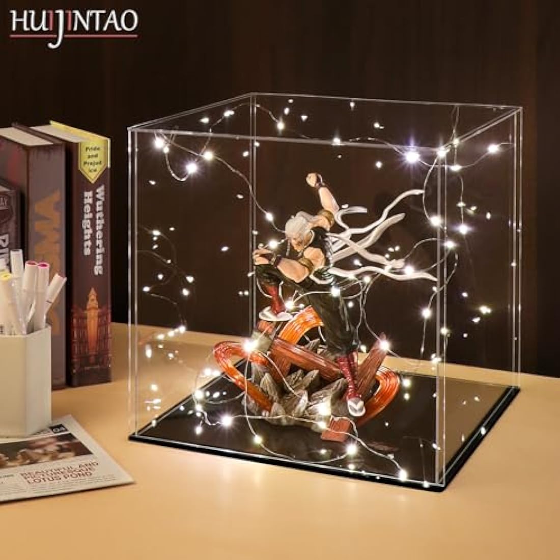 HUIJINTAO Clear Acrylic Display Case Countertop Box Cube Organizer Stand Dustproof Protection Showcase for Action Figures/Toys/Collectibles(12.6x12.6x12.8inch;33x33x33cm)
