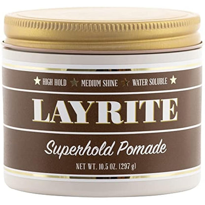 Layrite Superhold Pomade 297g | High Hold | Water Soluble | Medium Shine