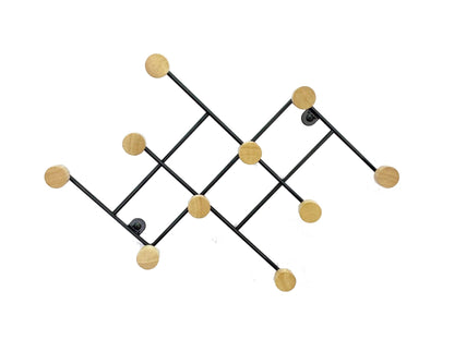 ASPECT Wall Mounted Coat Rack/Hanger,10 Wooden Hooks