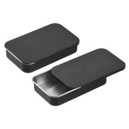 sourcing map 4 Pcs Metal Tin Box Container, 3.1x2x0.6 Inch Slide Top Tin Containers Empty Rectangular Storage Box Portable Mini Tin Case for Candy