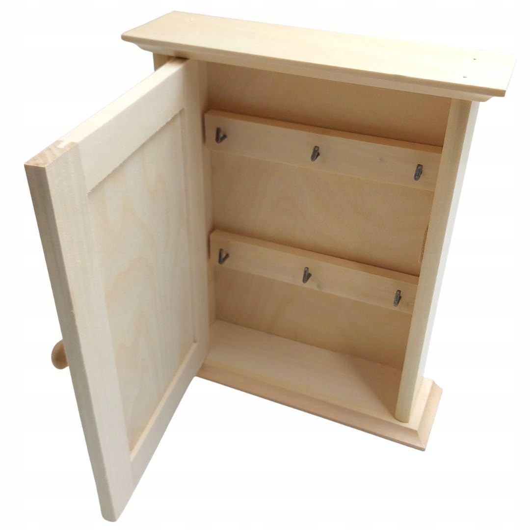 Wooden World - Wooden key cabinet with door key house 6 hooks