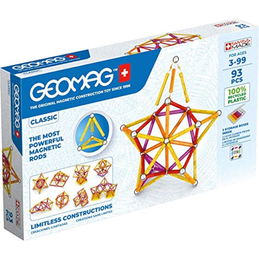 Geomag Classic - 93 Pieces - Magnetic Construction for Children - Green Collection - 100 Percent Recycled Plastic Educational Toys