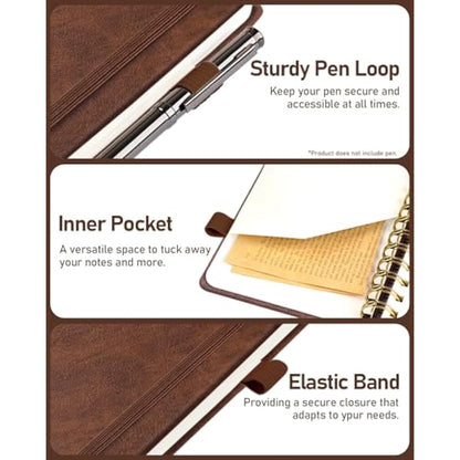 WEMATE Spiral Password Book with Alphabetical Tabs, Small Password Keeper Book for Seniors, Internet Password Notebook Hardcover Password Journal logbook – 12 x 15cm (Brown)