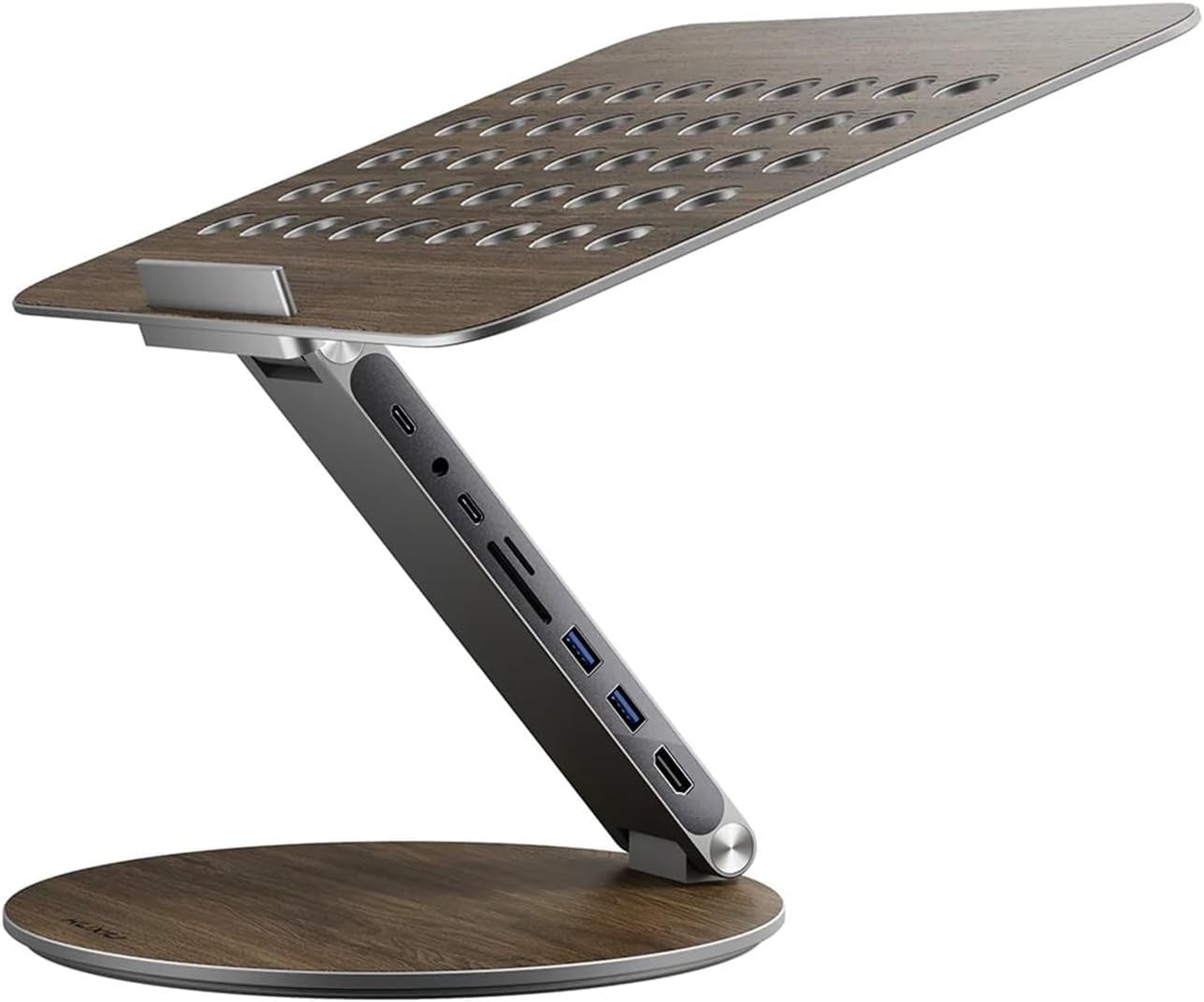 KU XIU X53 Laptop Stand Desk with 8-in-1 Docking Station, 360°Rotation,Wood