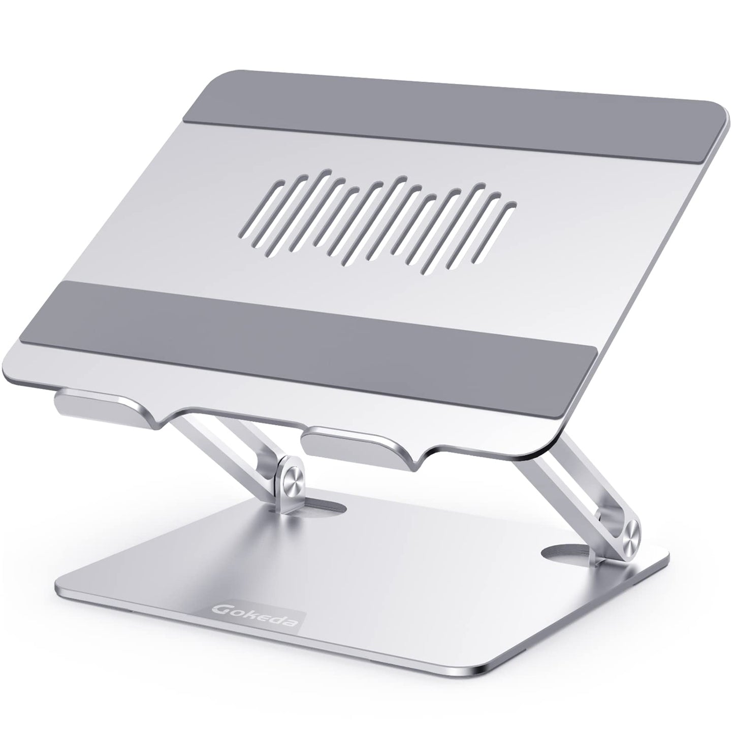 GOKEDA Laptop Stand, Ergonomic Aluminium Alloy Computer Stand for desk, Multi-Angle Adjustable Laptop Riser with Heat-Vent Compatible for Macbook