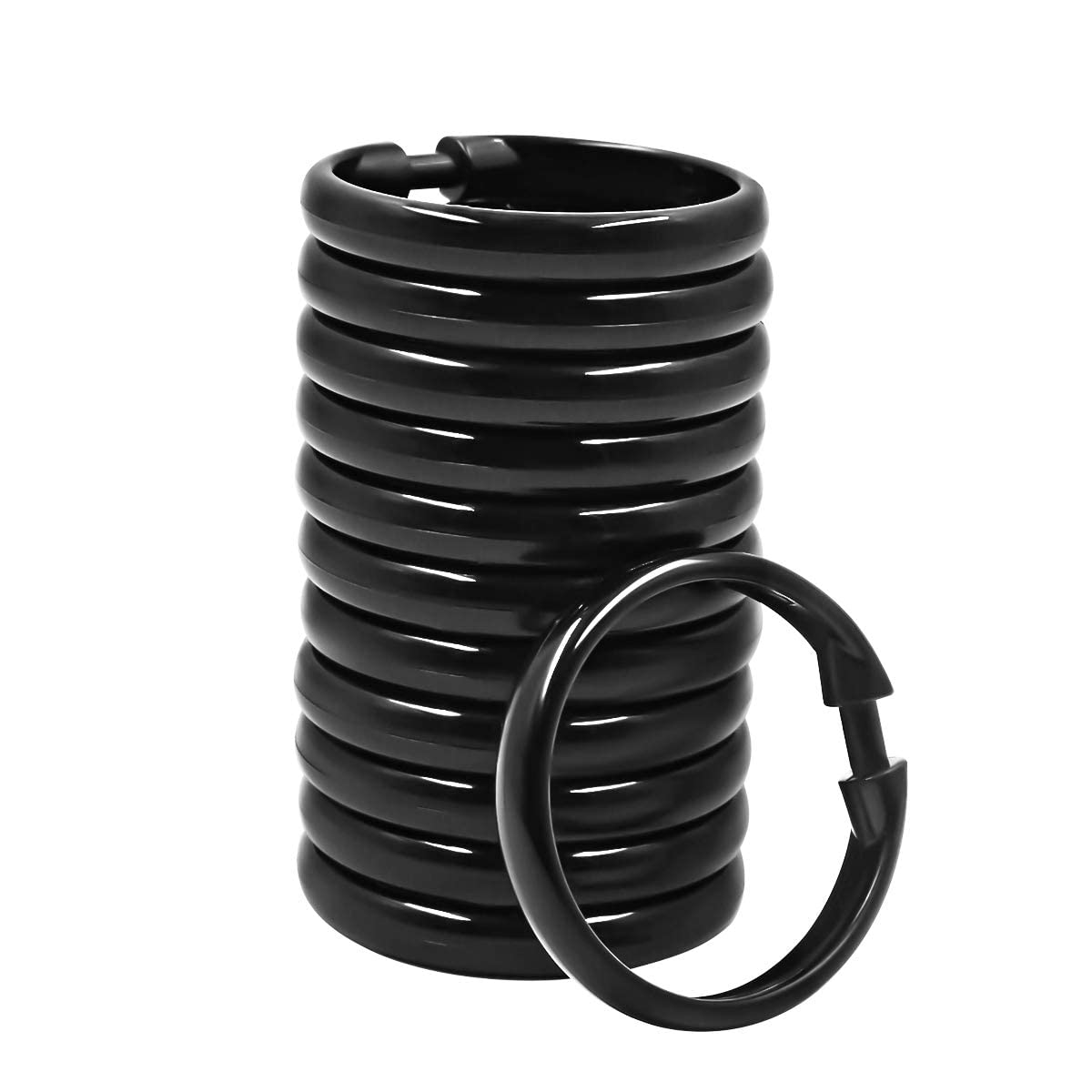 Shower Curtain Rings Plastic Curtain O Rings Hook Hanger Bath Drape Loop Clip Glide 12 Pack O Rings Black