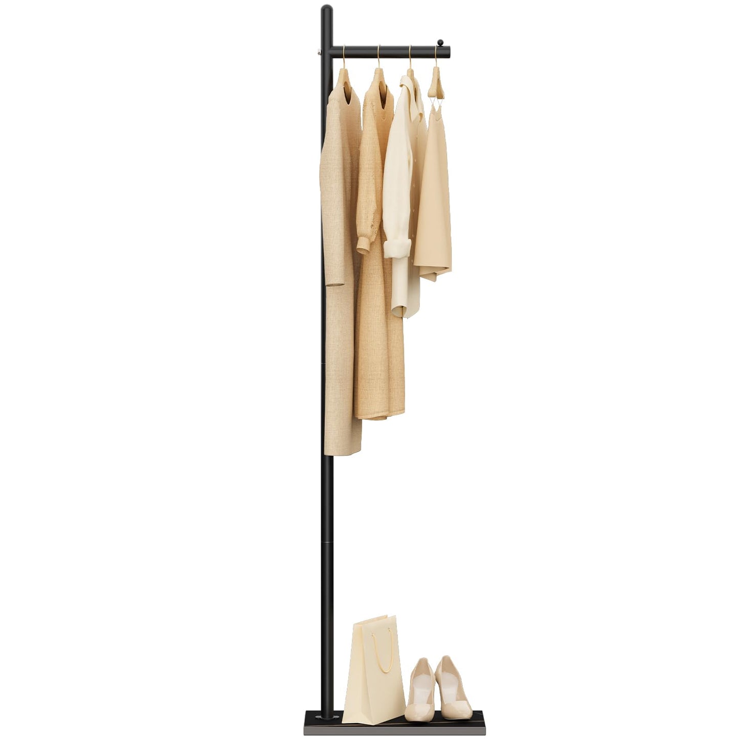 Yawinhe Coat Rack Metal,174cm L- shape Freestanding Coat Tree,Black