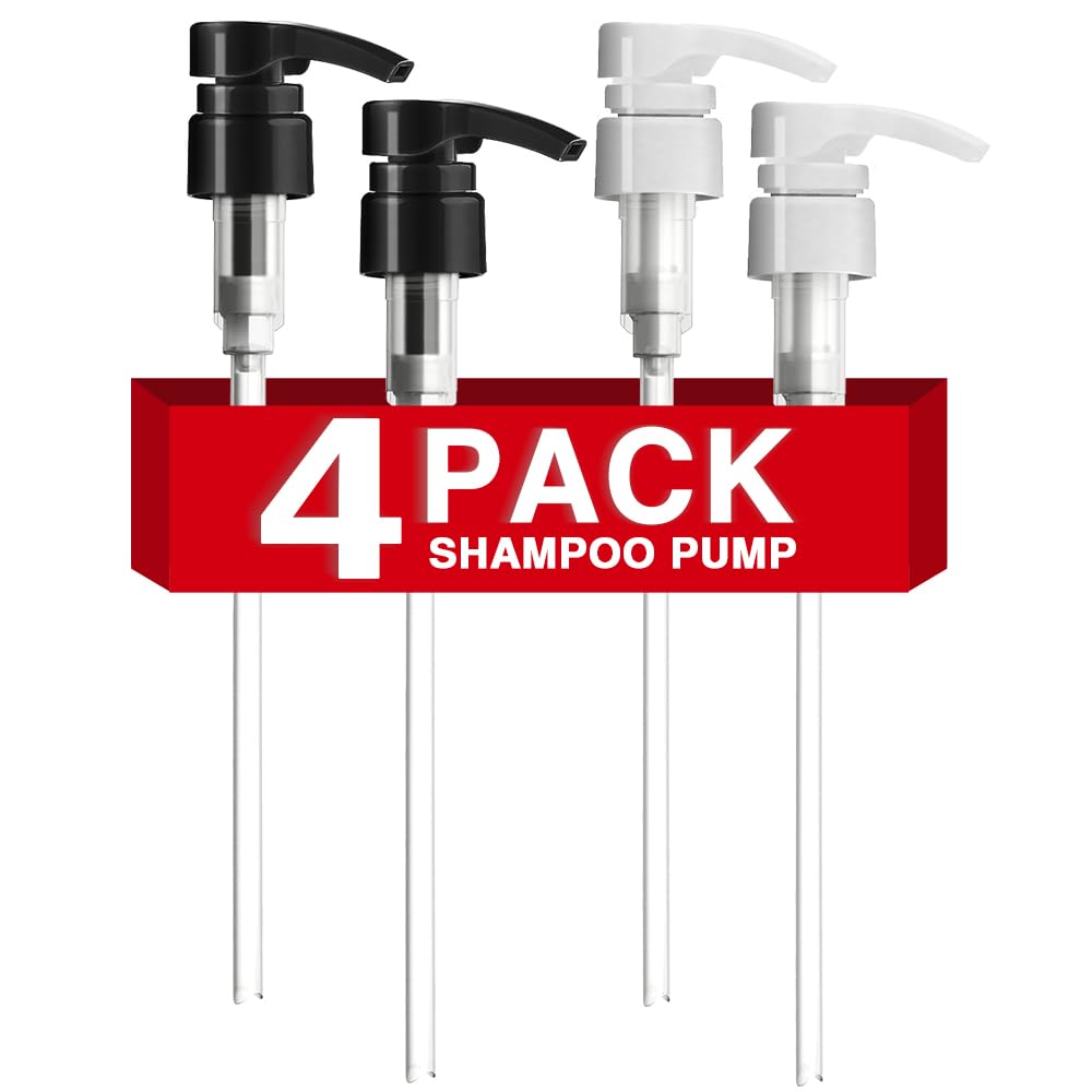 DupakSYS 4 pcs Shampoo and Conditioner Pump for Liter 33.8 oz, Black&White