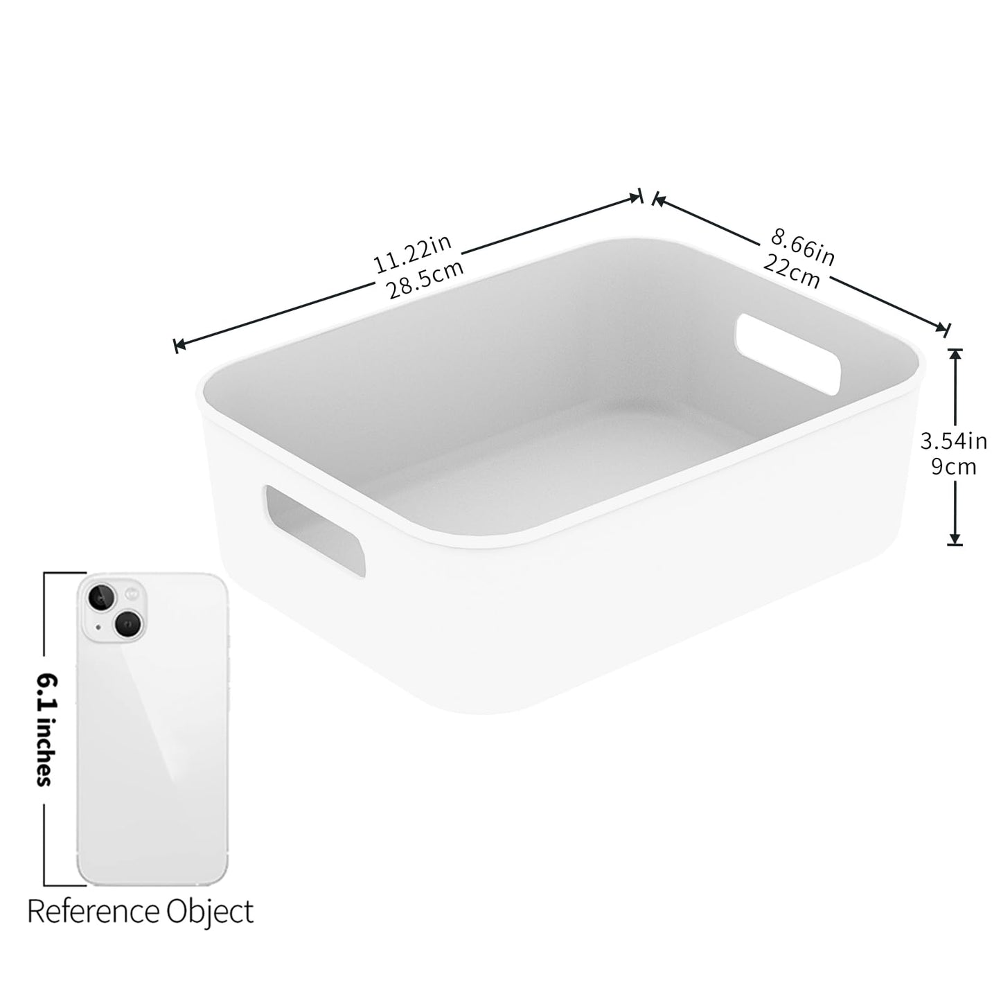 Cetomo 5L*6 Storage Basket, Plastic Open Storage Box, Containers for Shelves, Organizers with Handles for Office, Countertops, Cabinets, PP, BPA Free