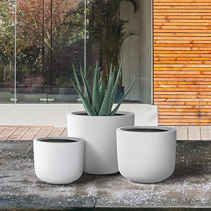 Kante Planter, Concrete, White, 13.1",11",9" Dia