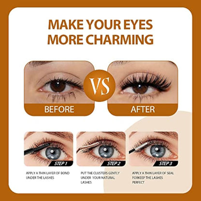 Individual Lashes, Cluster lashes D Curl 9-16Mixed 240 Pcs Cluster Lashes 40D Lash Clusters Extensions Individual Lashes Cluster DIY Lash Extensions at Home(40D-0.07D,9-16mix)