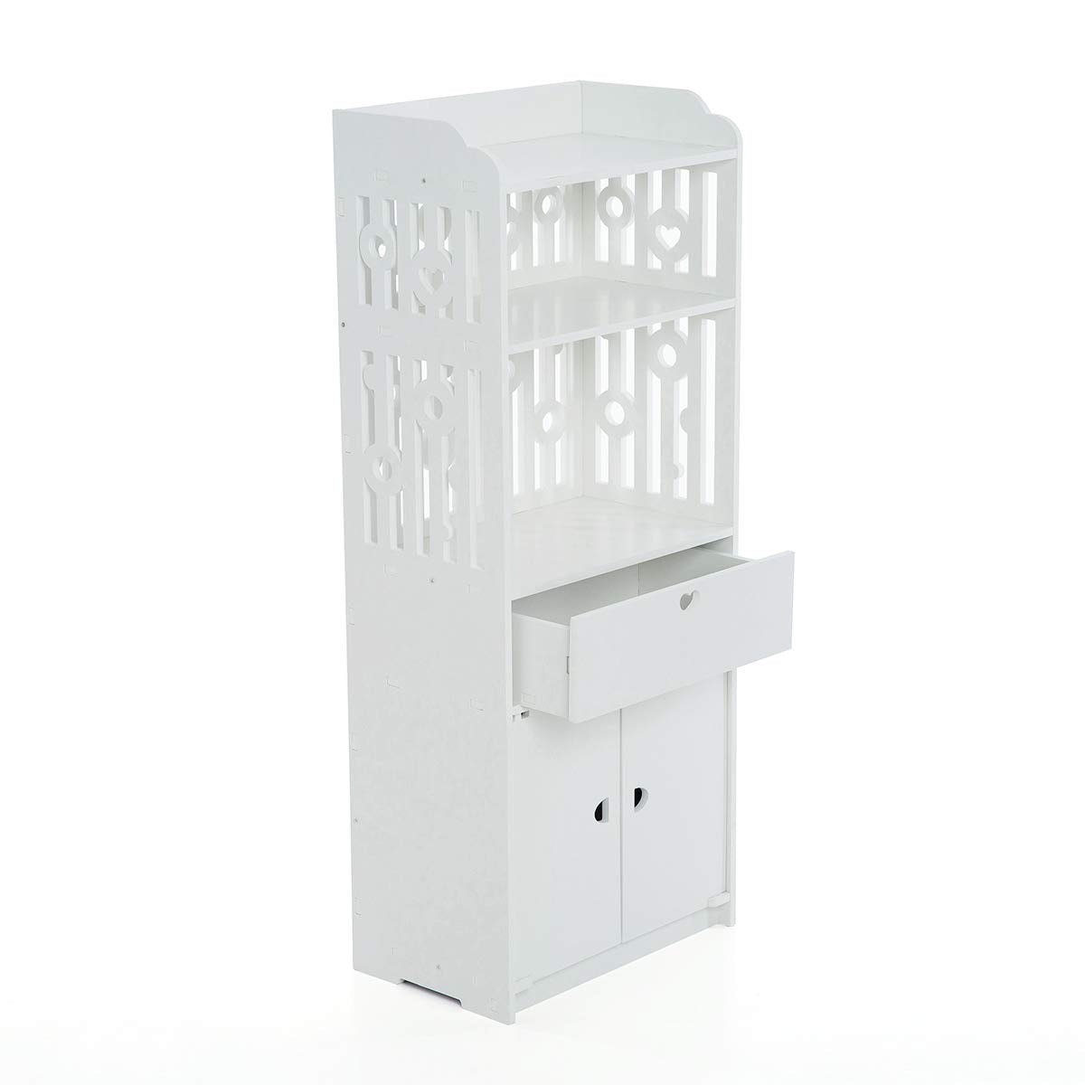 [100x40x25cm XXL]Waterproof Bathroom Storage Cabinet Floor Standing Organizer Rack Bookcase Shelf White Bathroom Decor Furniture for Living Room