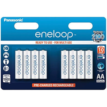 Panasonic eneloop BK-3MCCE/8BE Nickel Metal Hydride AA Batteries, Classic AA 8-Pack, One Size