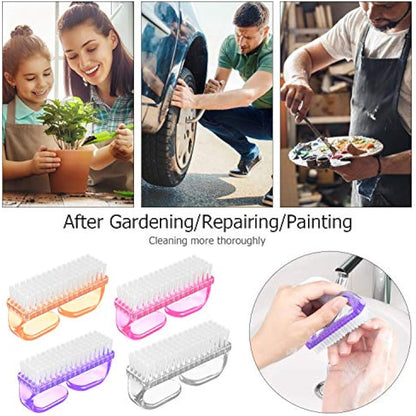 Larbois Nail Cleaning Brush, Plastic Handle Scrubbing Brush with Soft Bristles for Hand Toes Nail Home Garden Salon Use