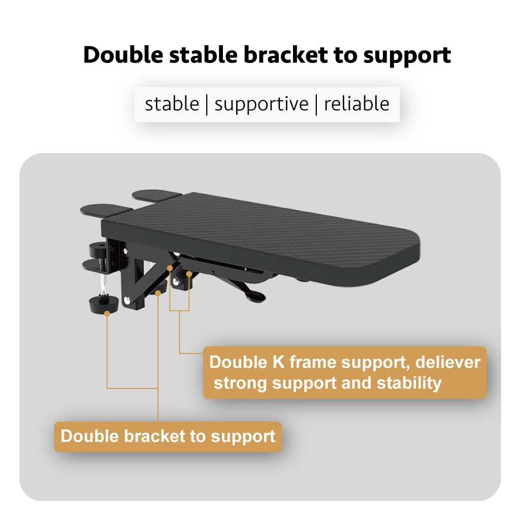 HONJIE Computer Arm Rest for Desk, Suitable for Office desks, Sturdy Mouse arm Support, Computer Desk Extender, Suitable for Home and Office,Black,L