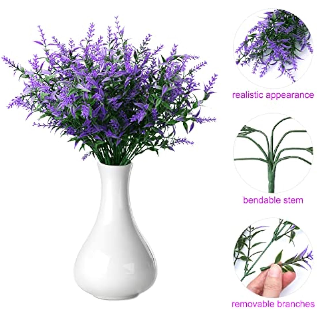 Yoicn Lth 12 Bundles Artificial Lavender Flowers, Plastic UV Resistant Flowers, Fake Lavender Plants for Outdoor and Indoor Decorations