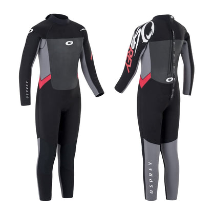 Osprey Boys Full Length 5 mm Winter Wetsuit, Kids Neoprene Surfing Bodyboarding Wetsuit, Origin, Red, Medium Short