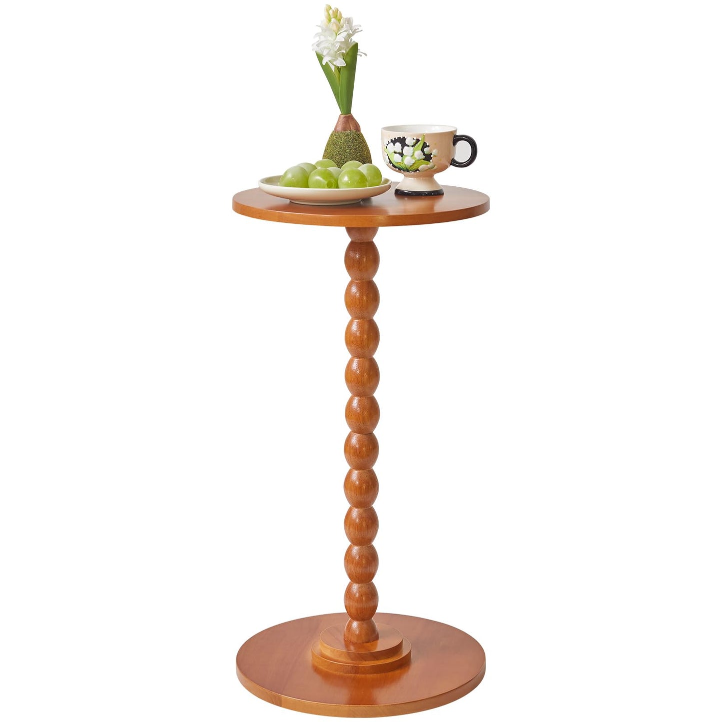 Aibiju Round End Table, Small Side Table, Modern Accent Nightstand, Sofa Table with Solid Wood Leg for Small Spaces, Living Room, Bedroom