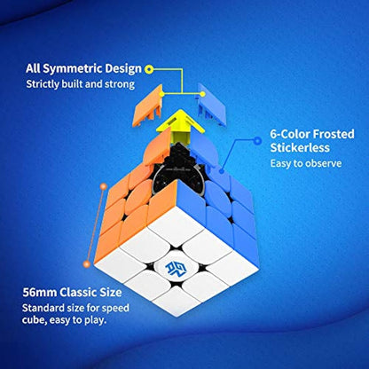GAN 356R S,3x3 Speed Cube 356RS Magic Cube Professional Puzzle Cube Ultra Durable and Flexible for Kid&Adults,Non-Magnetic(Stickerless