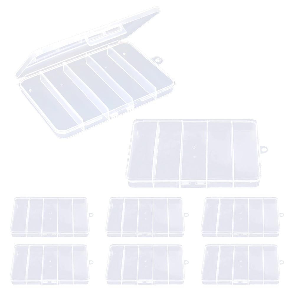 WYAN 8 Pcs Five grids Storage Box, Small Bead Organizers and Storage, Storage Organizers Box, Rectangle Bead Holder