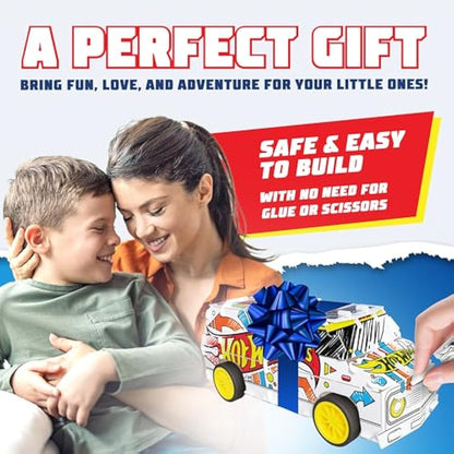 BLADEZ Hot Wheels Custom Super Van, DIY Van, Make Your Own/Build Your Own, Pull Back Vehicle for Kids, Customisable with pens and Stickers, Creative Maker Kitz Toyz