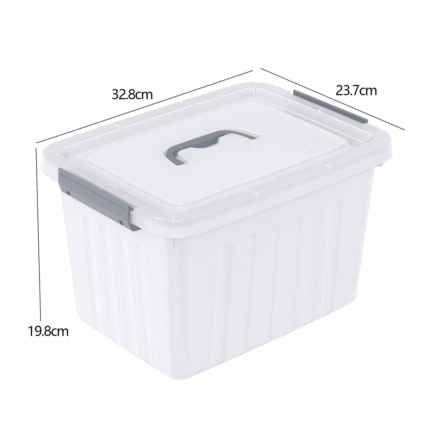 Udotry 12 Litre Clear Plastic Storage Box with Lids & Handle, 6-Pack, Grey