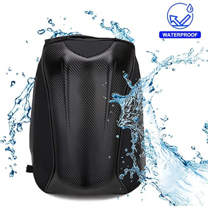 Motorcycle Hardshell Backpack,Carbon Fiber Motorbike Rucksack Storage Bag Large Capacity,Waterproof Laptop Backpack Luggage Bag for Travelling Camping Cycling Storage
