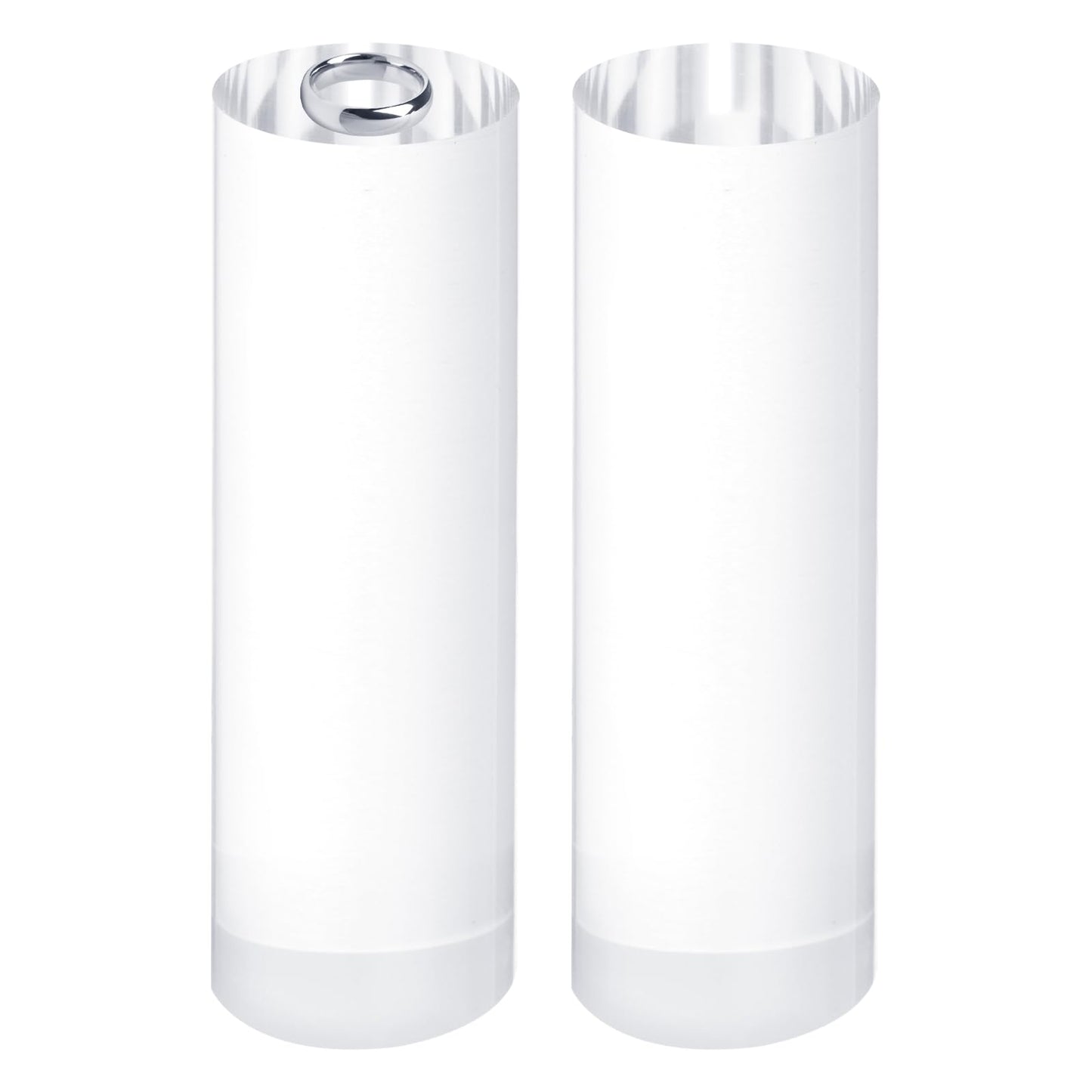 sourcing map 2pcs Acrylic Cylinder Display Blocks, 30 x 100 mm/1.2" x 3.9" Clear Jewelry Display Base Polished Cube Riser Stand Display Holder Base