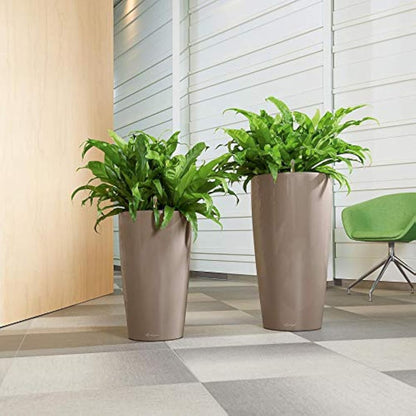 Lechuza RONDO 32 Self Watering Planter Large Plastic Indoor and Outdoor Plant Pot with Drainage Hole D32 H56 cm White High-Gloss