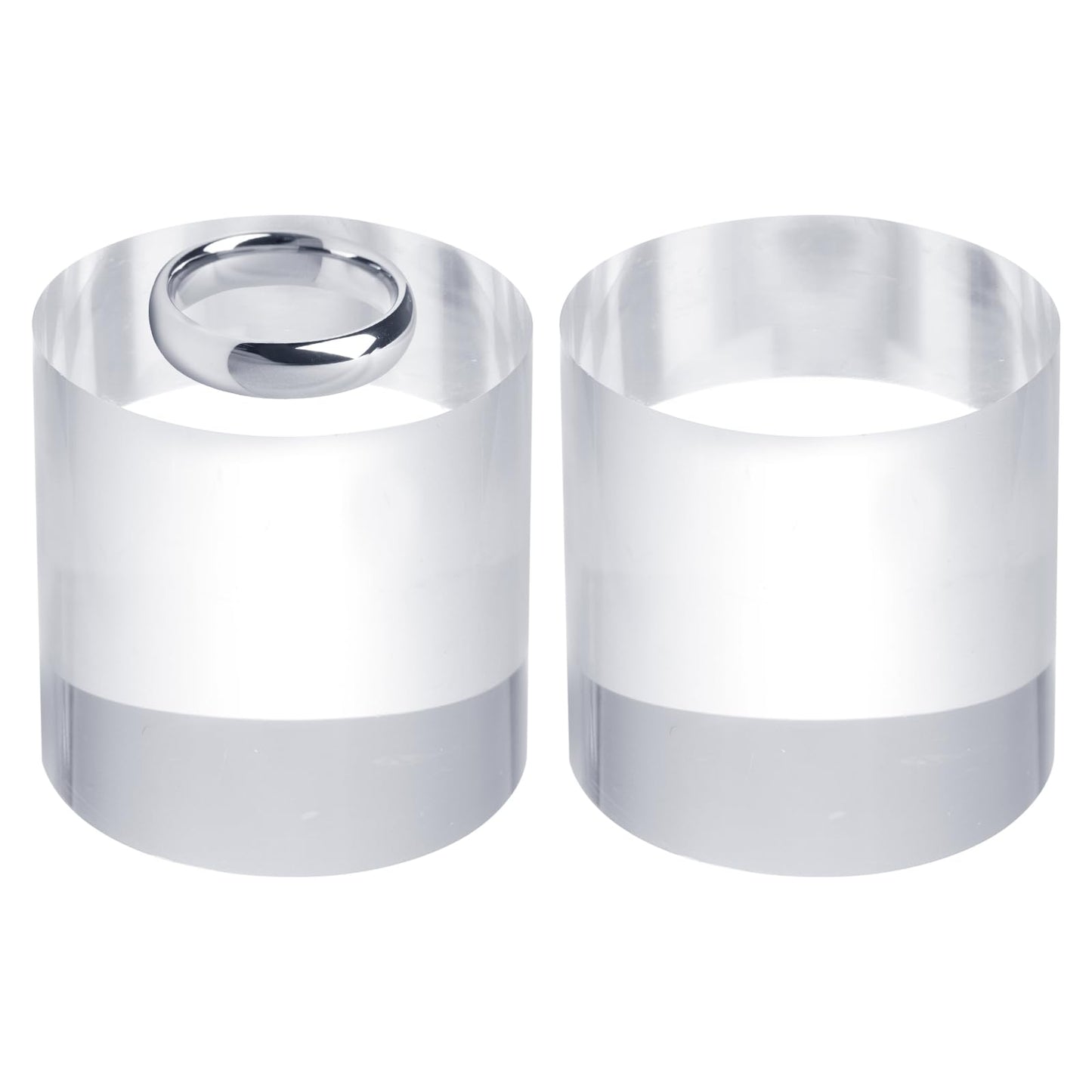 sourcing map 2pcs Acrylic Cylinder Display Blocks, 60 x 60 mm/2.4" x 2.4" Clear Jewelry Display Base Polished Cube Riser Stand Display Holder Base