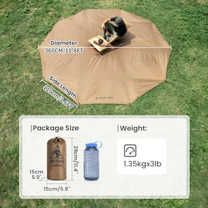 OneTigris Rock Fortress 6 Person Footprint, Ten-sided Tent Groundsheet 5000mm Waterproof Ratings