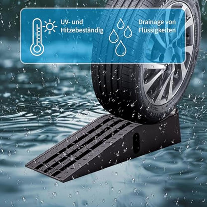 Cartrend 10639 Car Ramp Set 3 Tonnes up to 235 mm Lifting Platform Plastic Car Ramp with Override Protection 2 Pieces, Black