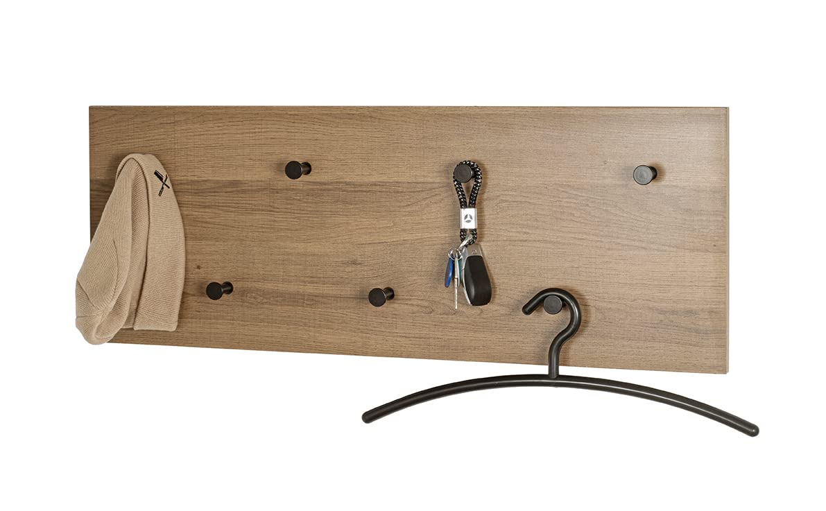 HAKU Wardrobe Oak, Black, MDF, Metal - Dim.: W 80 cm x H 30 cm x D 5 cm, Style: Modern