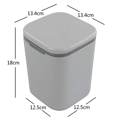 Gitany Push-button Mini Desktop Dustbin with lid, Small Trash Bin Gray