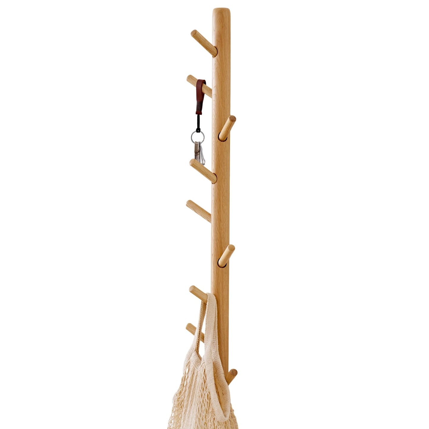 OAKERLAND Wooden Coat Rack Wall Mounted, 90cm Oak Floating Hooks for Jackets, Bag, Scarves, Handbags, 9 Hooks Branch Shape Coat Rack for Entryway