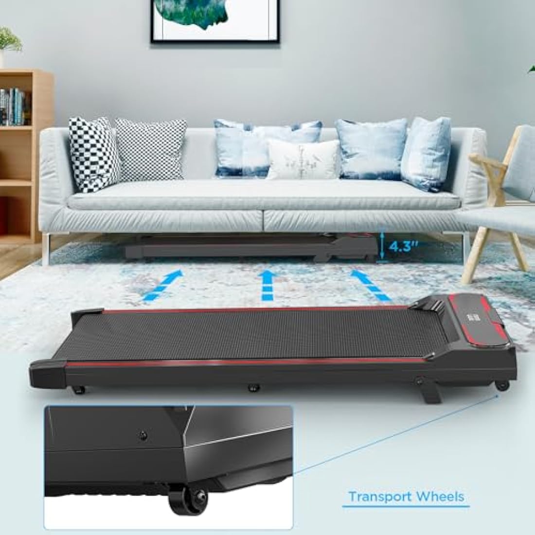 Walking Pad with 5% Incline, 3 In 1 Under Desk Treadmill for Home and Office, Portable Treadmill with LED Display, Remote Control,Installation Free